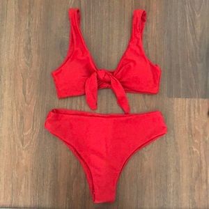 Red high waisted bikini
